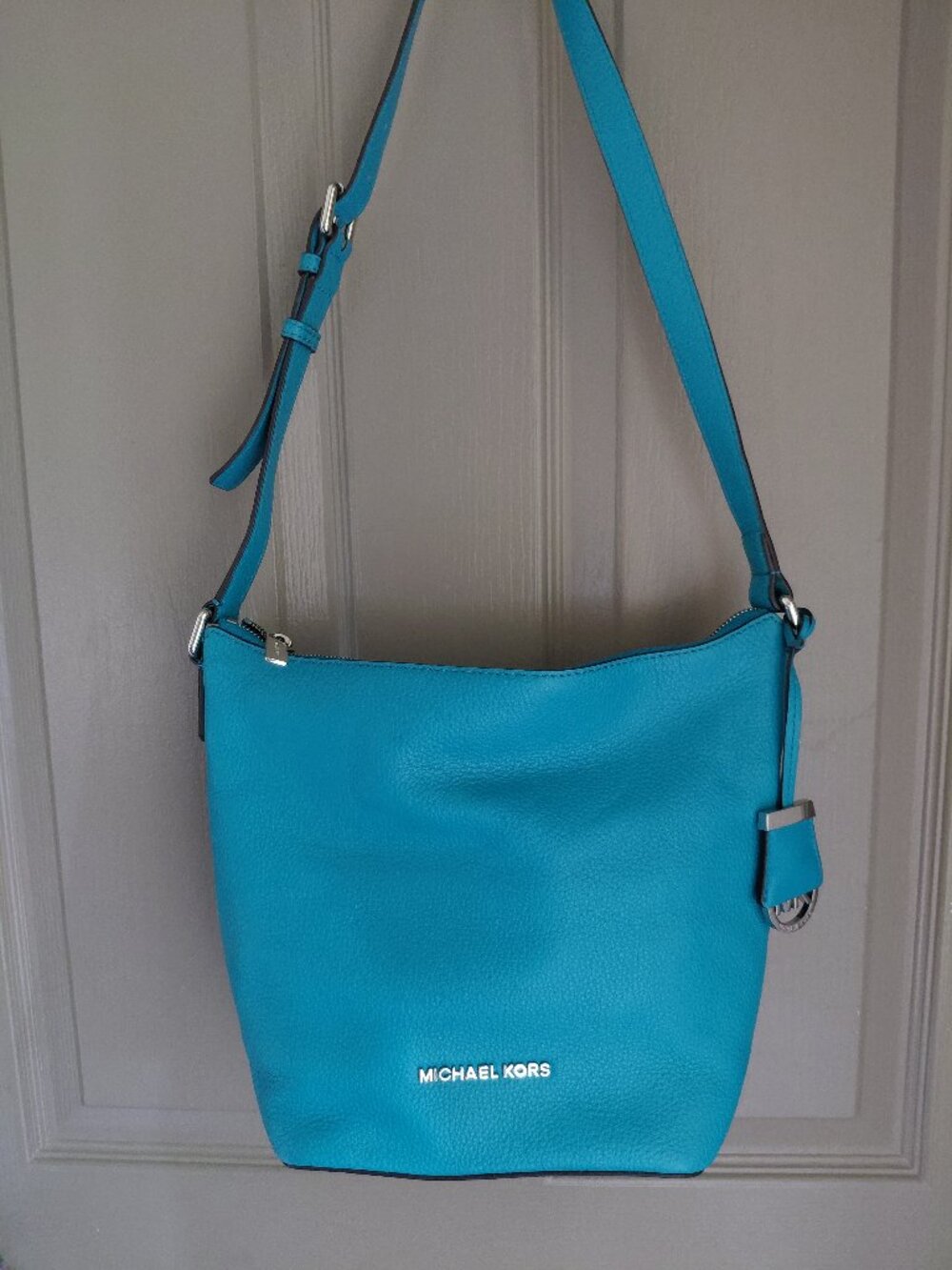 Michael Kors Teal Pebble Leather Shoulder Bag